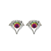 Double Dolphin With Rainbow Swaroski CrystalPost Earring TE314 - Earrings